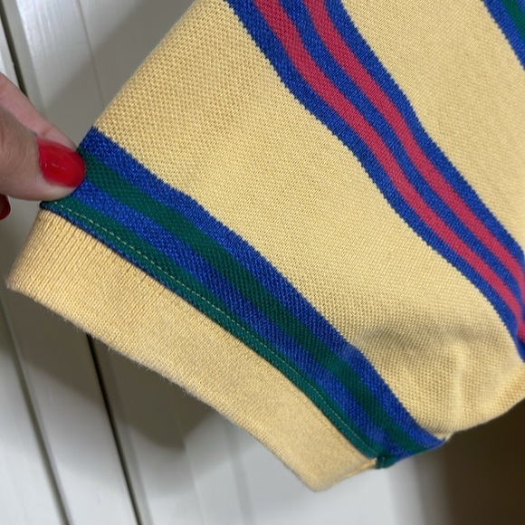 GANT Mens Striped Heavy Washed Polo Shirt Yellow Size XL Preppy - Picture 4 of 11